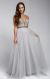 Beaded Spaghetti Prom Gown with Tulle Skirt in Silver